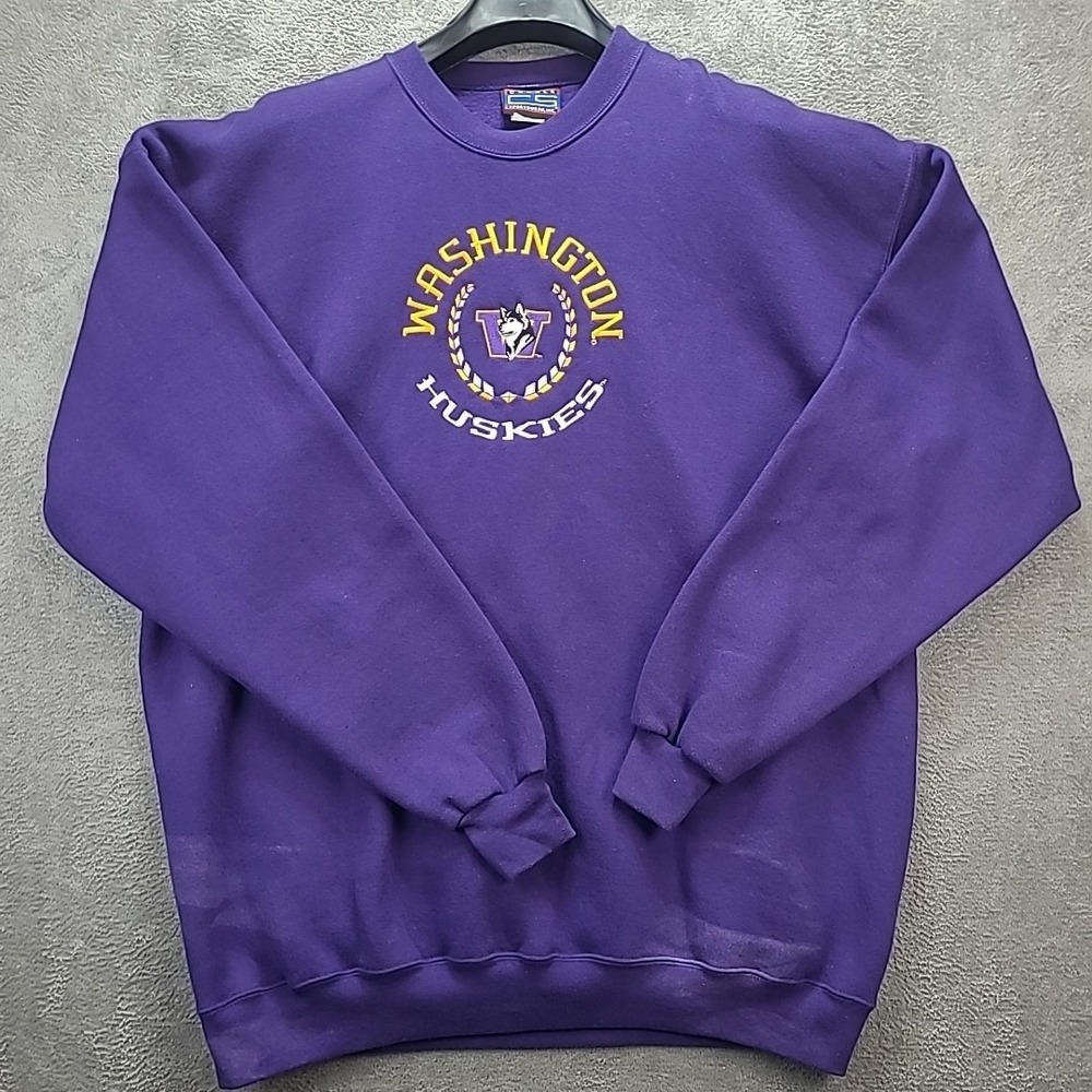 UW Huskies Vintage 90's Sweatshirt Men's 2XL Washington Football Purple Gold USA